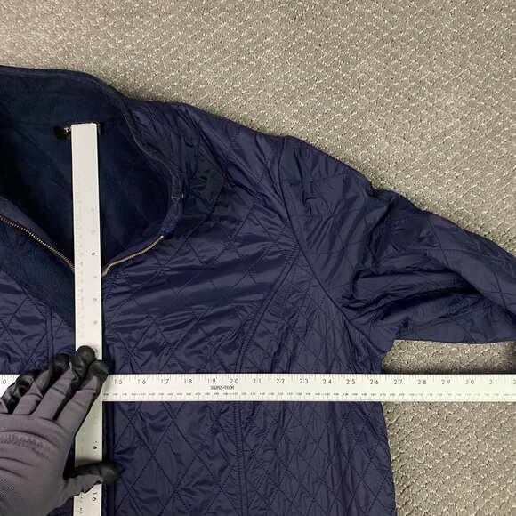 Talbots Navy Quilted Mid Length Barn Coat Women's 3X Blue Equestrian NO BELT - Picture 8 of 13